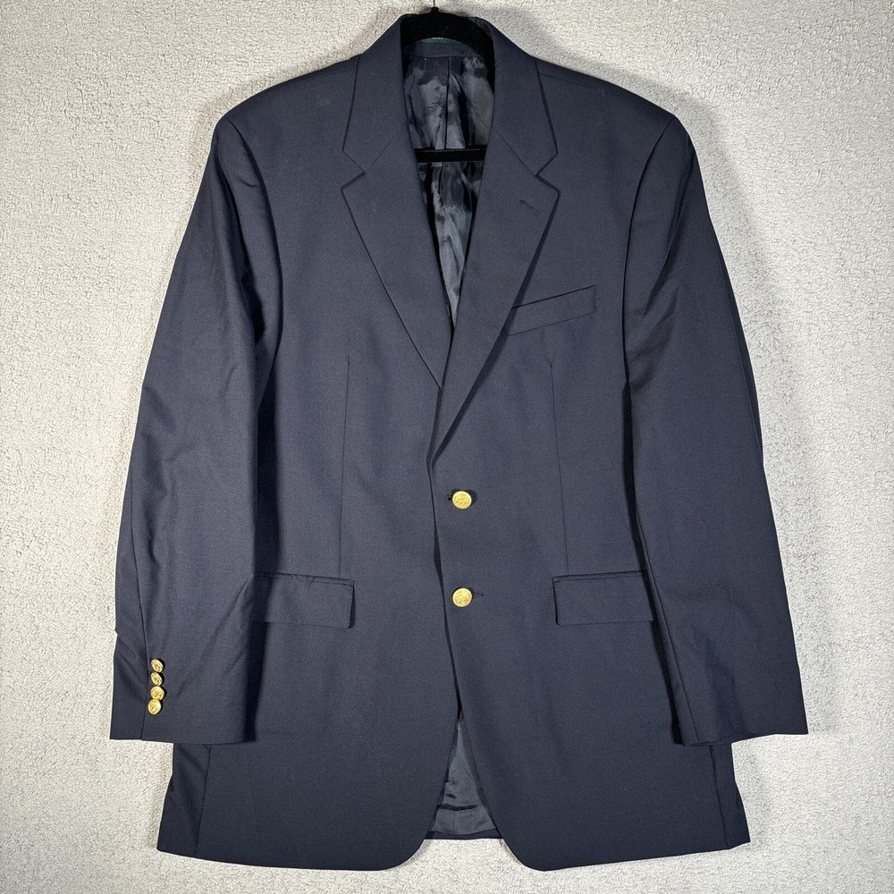 Lauren Ralph Lauren Men's Navy Blue Blazer Vintage 1998 100% Wool 42L Made In CA